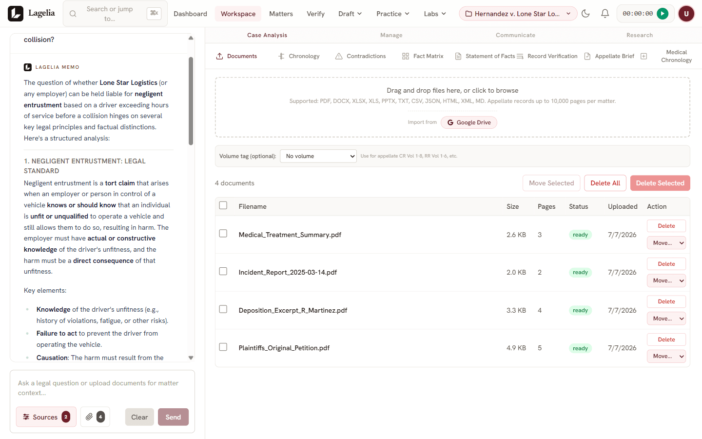 Research workspace showing an answer with each citation checked against its source